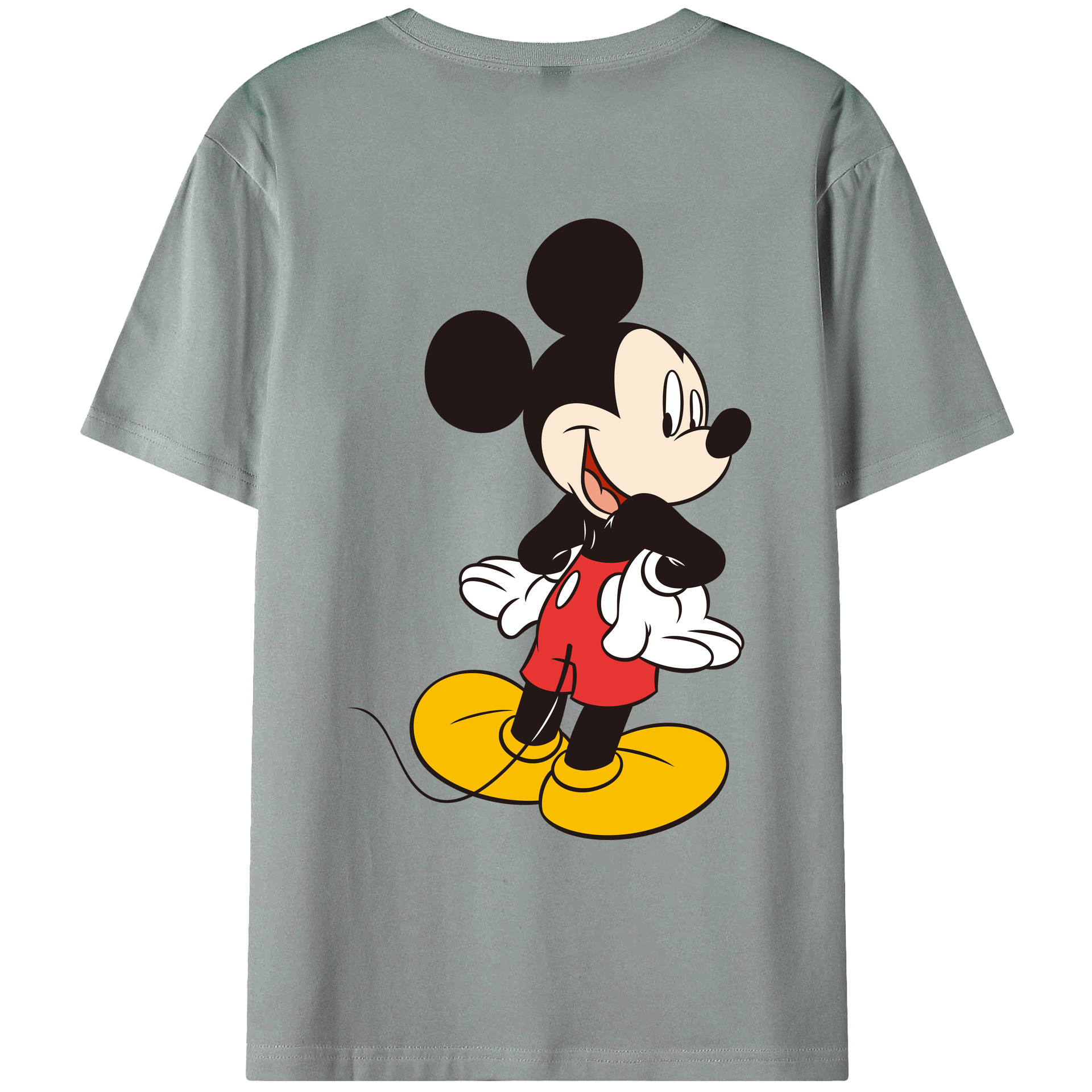 ミッキーマウス Mickey Mouse 綿100％ メンズ半袖Tシャツ（バックプリント） 通気性